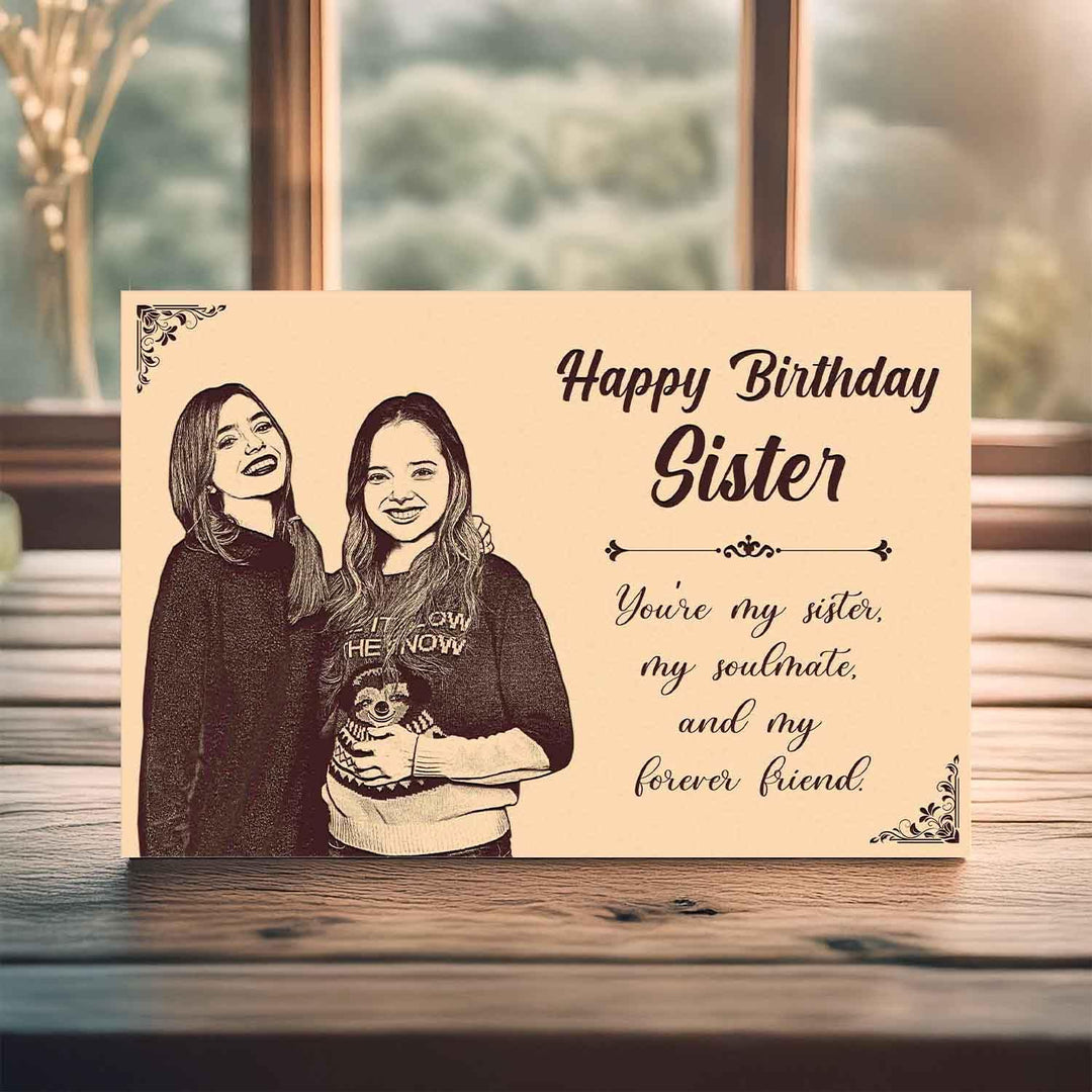 Gachwala Personalized Wooden Photo Frame | Custom Engraved Picture Frame | Thoughtful Birthday Gift for Sister | Unique Keepsake for Memories