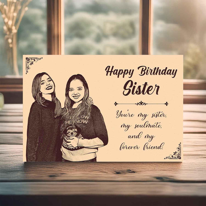 Gachwala Personalized Wooden Photo Frame | Custom Engraved Picture Frame | Thoughtful Birthday Gift for Sister | Unique Keepsake for Memories