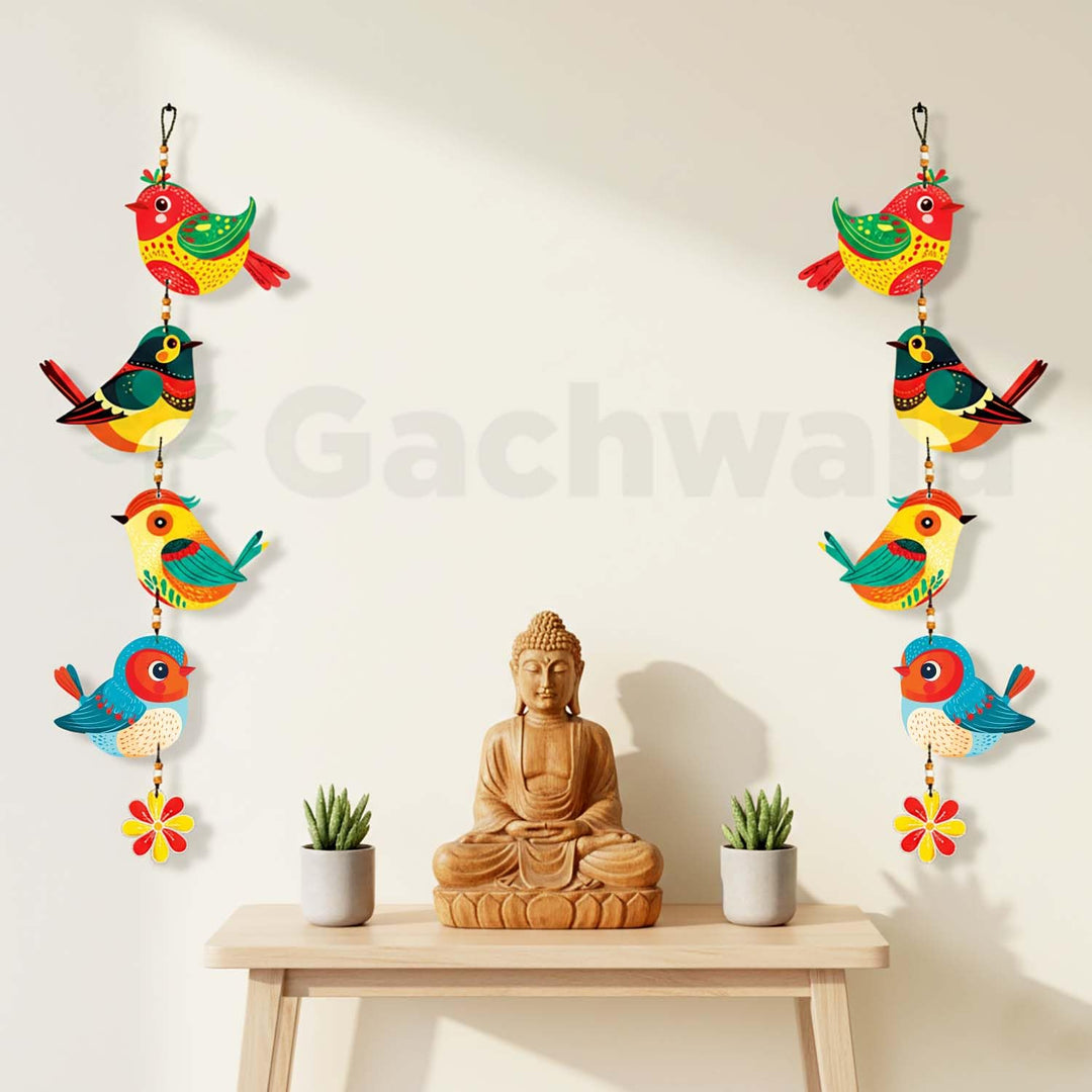 Handcrafted Colorful Bird Wall Hanging for Living Room &amp; Entrance | Wooden Hanging Decoration for Home, Balcony &amp; Diwali Décor | Decorative Wall Decor Gift Item (Design 1 Green)