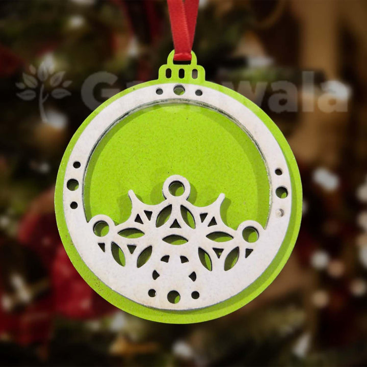 Set of 15 Handicraft Wooden Christmas Decor (Green) | Snowflake, Gingerbread, Bell, Star &amp; Reindeer Ornaments | Festive Hanging &amp; Tree Decoration for Church &amp; Home Décor