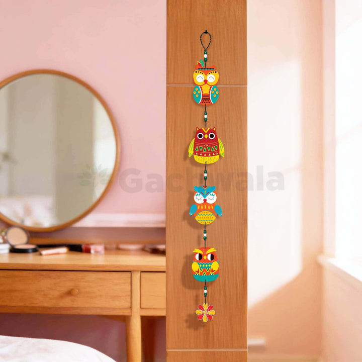 Handcrafted Wooden Owl Wall Hanging for Home &amp; Entrance | Multicolor Decorative Hanging for Living Room, Balcony, Door &amp; Festive Décor (Gyan Raksha)