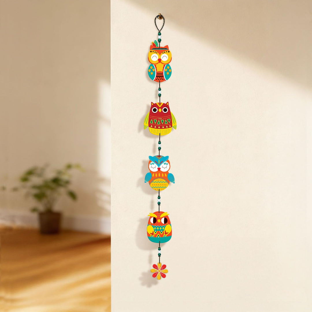 Handcrafted Wooden Owl Wall Hanging for Home &amp; Entrance | Multicolor Decorative Hanging for Living Room, Balcony, Door &amp; Festive Décor (Gyan Raksha)