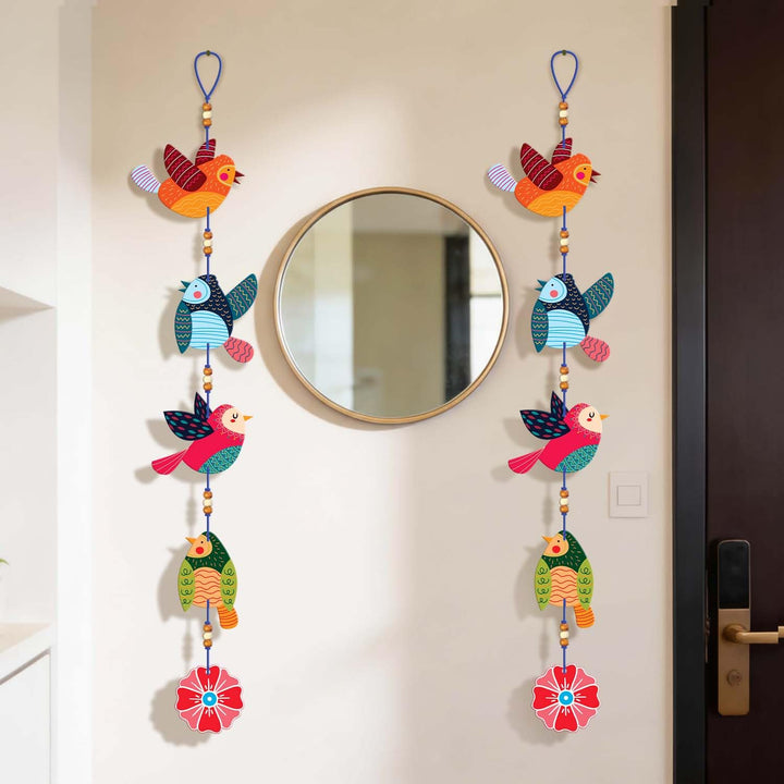 Handcrafted Colorful Bird Wall Hanging for Living Room &amp; Entrance | Wooden Hanging Decoration for Home, Balcony &amp; Diwali Décor | Decorative Wall Decor Gift Item (Design 4)