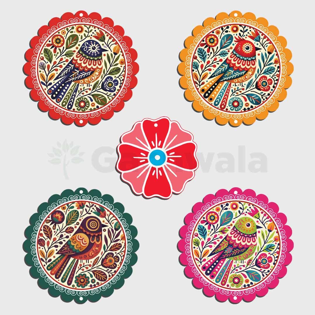 Handcrafted Colorful Bird Wall Hanging for Living Room &amp; Entrance | Wooden Hanging Decoration for Home, Balcony &amp; Diwali Décor | Decorative Wall Decor Gift Item (Design 3)