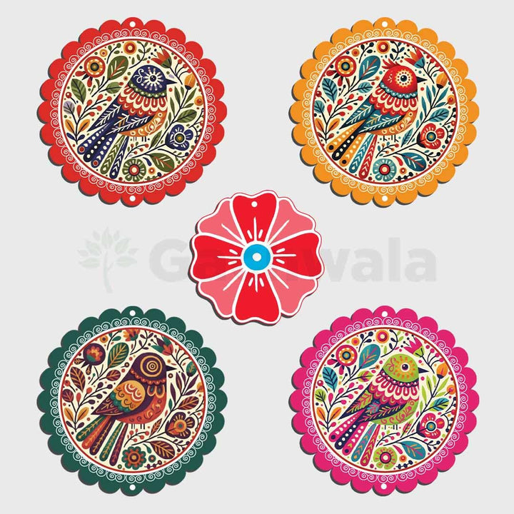 Handcrafted Colorful Bird Wall Hanging for Living Room &amp; Entrance | Wooden Hanging Decoration for Home, Balcony &amp; Diwali Décor | Decorative Wall Decor Gift Item (Design 3)