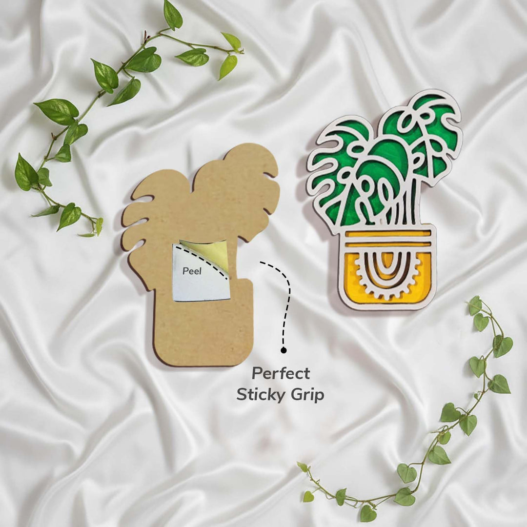 3D Wooden All Plants Mix Sticky Wall Art Pack of 5 | Handcrafted Decorative Signs &amp; Plaques for Living Room, Bedroom, Dining Room, Drawing Room &amp; Office Decor