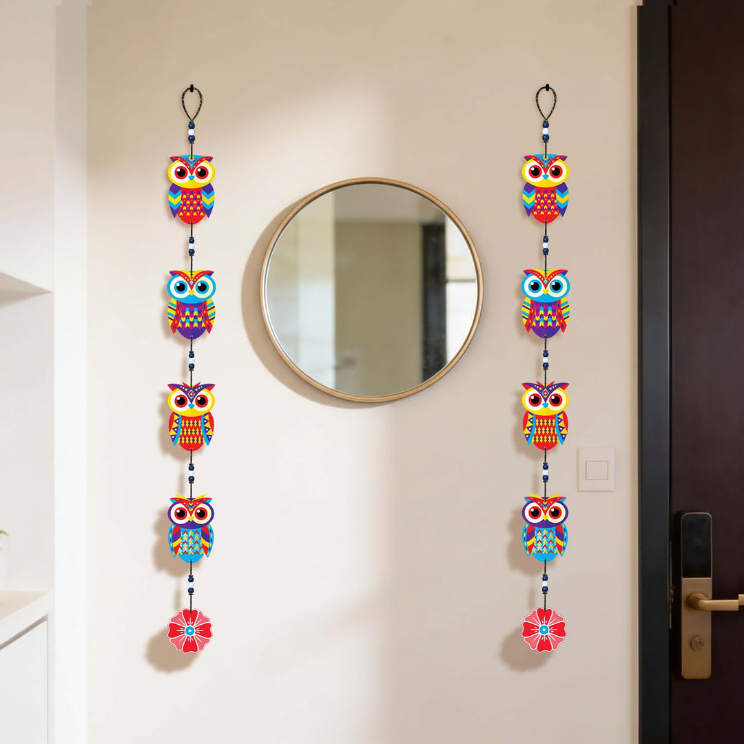 Handcrafted Wooden Owl Wall Hanging for Home &amp; Entrance | Multicolor Decorative Hanging for Living Room, Balcony, Door &amp; Festive Décor (Evil Eye)