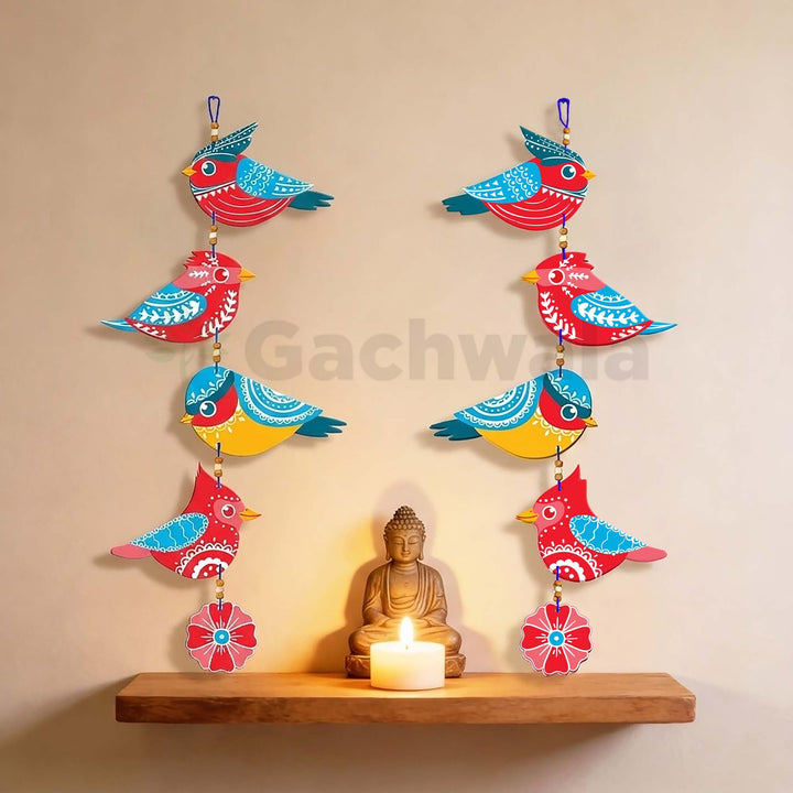 Handcrafted Colorful Bird Wall Hanging for Living Room &amp; Entrance | Wooden Hanging Decoration for Home, Balcony &amp; Diwali Décor | Decorative Wall Decor Gift Item (Design 2)