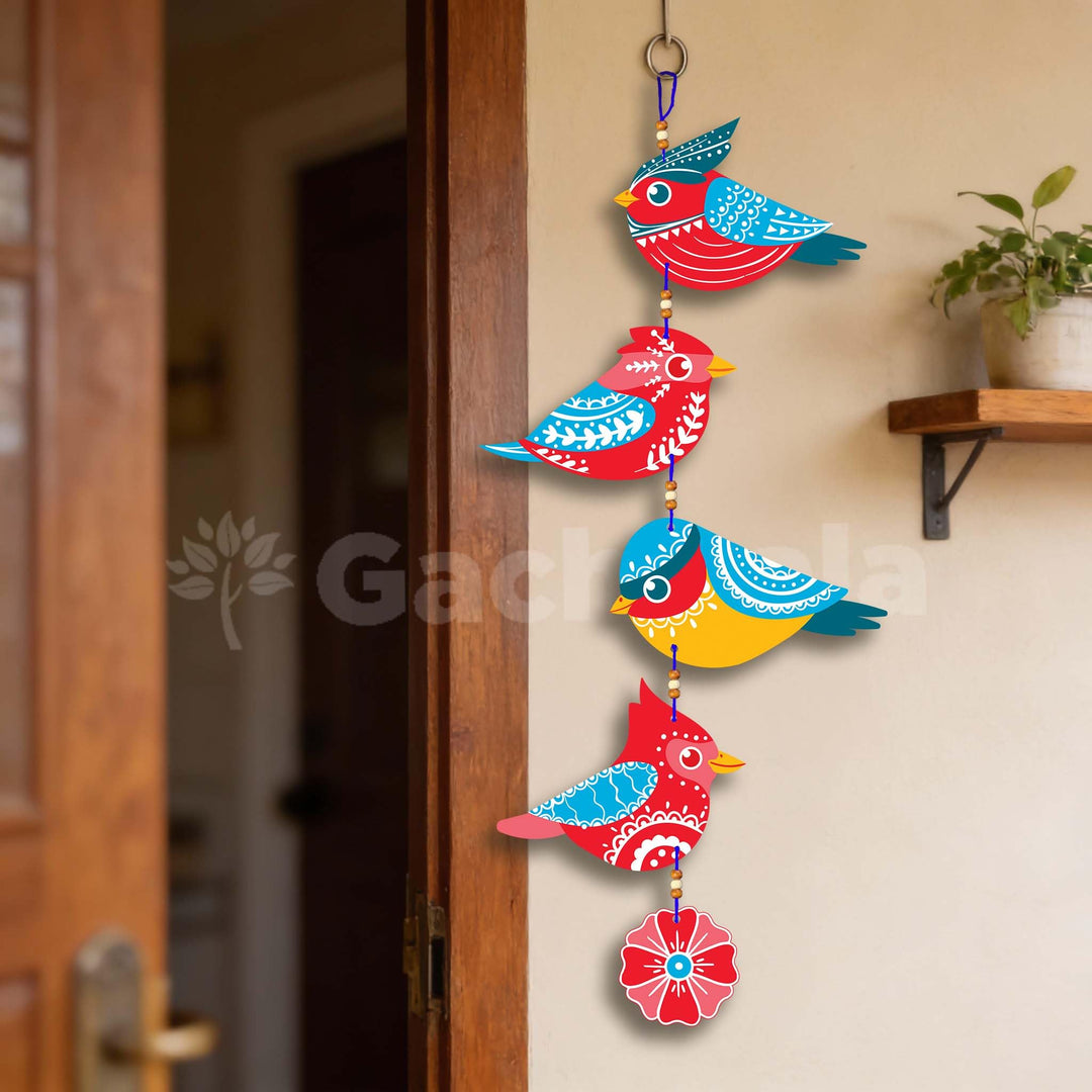 Handcrafted Colorful Bird Wall Hanging for Living Room &amp; Entrance | Wooden Hanging Decoration for Home, Balcony &amp; Diwali Décor | Decorative Wall Decor Gift Item (Design 2)