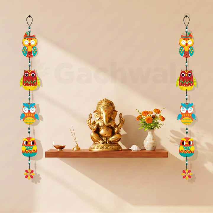Handcrafted Wooden Owl Wall Hanging for Home &amp; Entrance | Multicolor Decorative Hanging for Living Room, Balcony, Door &amp; Festive Décor (Gyan Raksha)