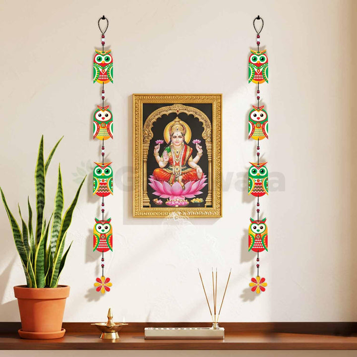 Handcrafted Wooden Owl Wall Hanging for Home &amp; Entrance | Multicolor Decorative Hanging for Living Room, Balcony, Door &amp; Festive Décor (Nazar Raksha)