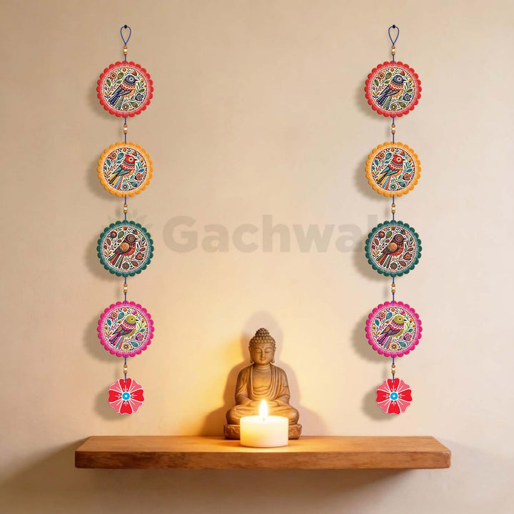 Handcrafted Colorful Bird Wall Hanging for Living Room &amp; Entrance | Wooden Hanging Decoration for Home, Balcony &amp; Diwali Décor | Decorative Wall Decor Gift Item (Design 3)