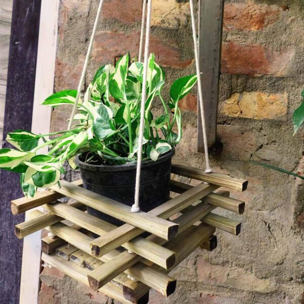 Bamboo Hanging Garden Planter (B20) – Handwoven Plant Basket for Indoor &amp; Outdoor Use | Eco-Friendly Wall Planter for Home, Balcony &amp; Garden Decor