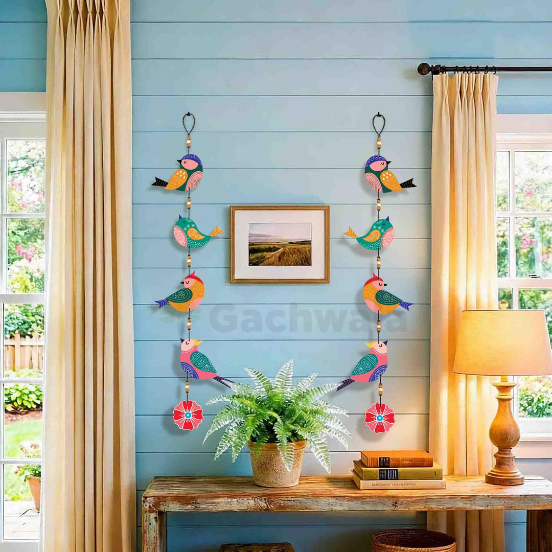 Handcrafted Colorful Bird Wall Hanging for Living Room &amp; Entrance | Wooden Hanging Decoration for Home, Balcony &amp; Diwali Décor | Decorative Wall Decor Gift Item (Design 5)