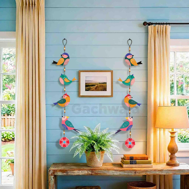 Handcrafted Colorful Bird Wall Hanging for Living Room &amp; Entrance | Wooden Hanging Decoration for Home, Balcony &amp; Diwali Décor | Decorative Wall Decor Gift Item (Design 5)
