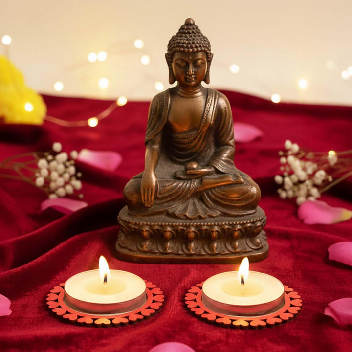 Wooden Heart Shaped Tea Light Candle Holders &amp; Decorative Diya Stands – Set of 10 | Premium Wooden Tealight Holders for Diwali, Christmas, Puja, Home &amp; Party Decoration