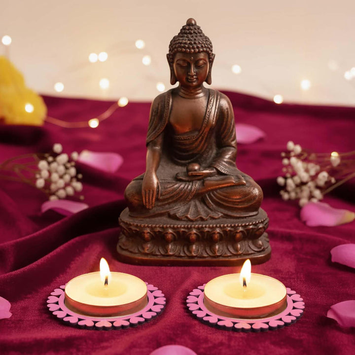 Wooden Heart Shaped Tea Light Candle Holders &amp; Decorative Diya Stands – Set of 10 | Premium Wooden Tealight Holders for Diwali, Christmas, Puja, Home &amp; Party Decoration