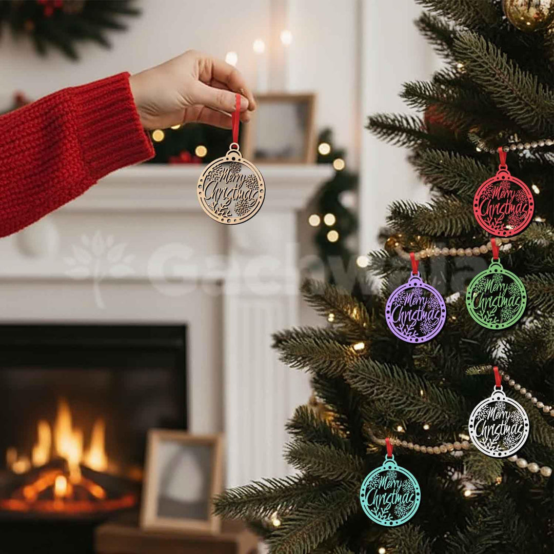 Merry Christmas Wooden Hanging Ornaments – Set of 15 | Laser Cut Christmas Tree Decorations | Xmas Hanging Baubles for Home Decor, Party Décor, Gifts &amp; Festive Celebration