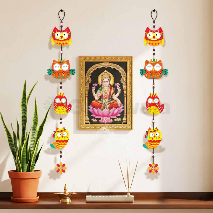 Handcrafted Wooden Owl Wall Hanging for Home &amp; Entrance | Multicolor Decorative Hanging for Living Room, Balcony, Door &amp; Festive Décor (Laxmi Drishti)