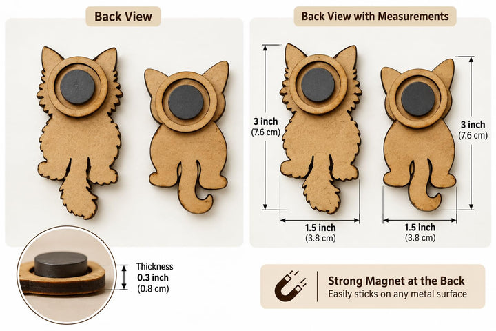 Gachwala Cute Cat Fridge Magnets, Pack of 2 | Movable Head &amp; Body Magnetic Decor, Laser Cut MDF Craft, Lightweight Refrigerator Magnets for Home, Office, Locker &amp; Gifting