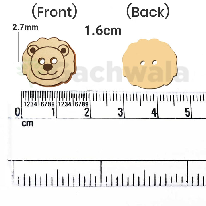50 Pieces Natural Wooden Buttons for Clothes | Eco-Friendly Sewing Buttons for Shirts, Kurtas, Kurtis, Crafts &amp; DIY Projects (LionFace-2-Hole-Btn-50)