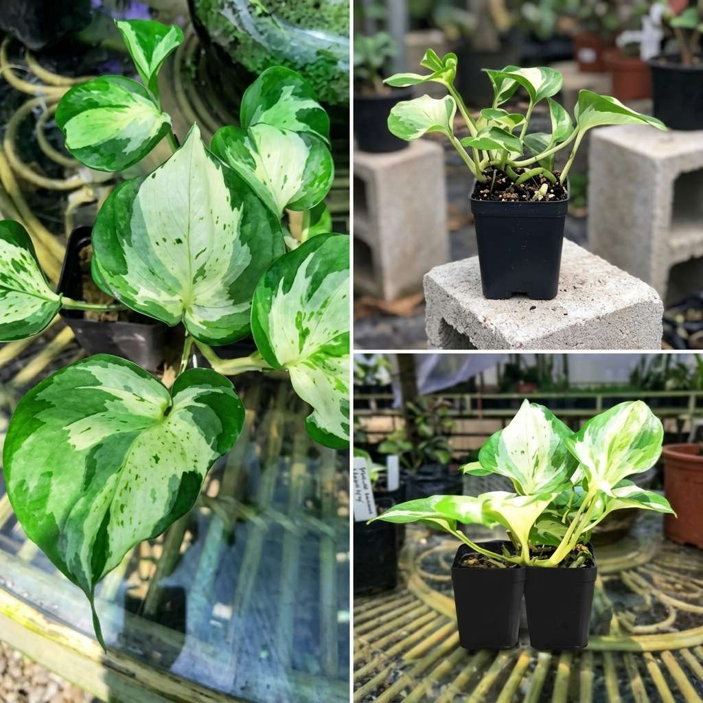 Manjula Pothos / Manjula Money Plant | Decor Hanging Plant for Indoor and Garden | Variegated Money Plant | 1 Healthy Live Plant with Pot