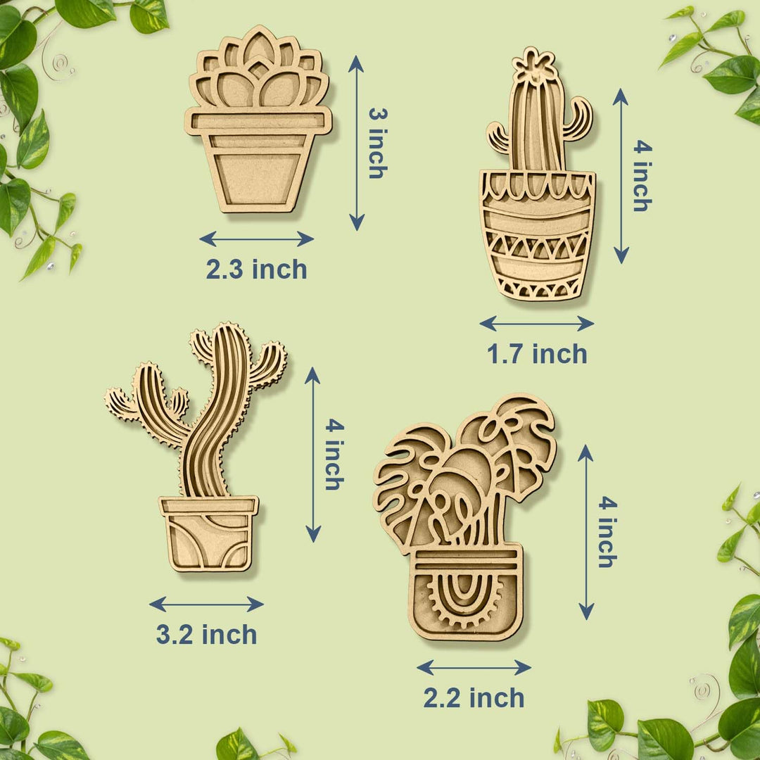 3D All Plants Mix Pack of 4 | Mini Decorative Plant Magnets for Kitchen, Refrigerator &amp; Home Decor | Botanical Gift for Plant Lovers