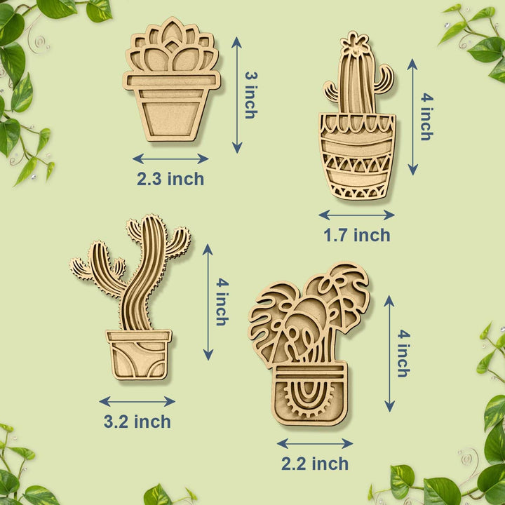 3D All Plants Mix Pack of 4 | Mini Decorative Plant Magnets for Kitchen, Refrigerator &amp; Home Decor | Botanical Gift for Plant Lovers