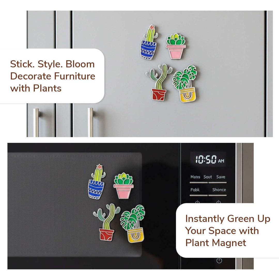 All Plants Mix Fridge Magnet Pack of 4 | Mini Decorative Plant Magnets for Kitchen, Refrigerator &amp; Home Decor | Botanical Gift for Plant Lovers