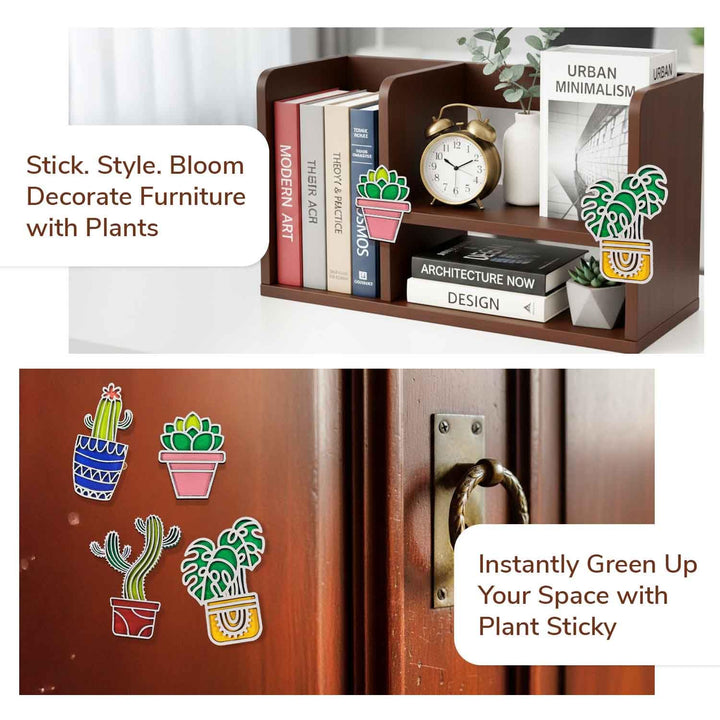 3D Wooden All Plants Mix Sticky Wall Art Pack of 5 | Handcrafted Decorative Signs &amp; Plaques for Living Room, Bedroom, Dining Room, Drawing Room &amp; Office Decor