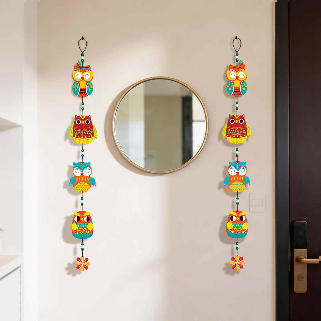 Handcrafted Wooden Owl Wall Hanging for Home &amp; Entrance | Multicolor Decorative Hanging for Living Room, Balcony, Door &amp; Festive Décor (Gyan Raksha)