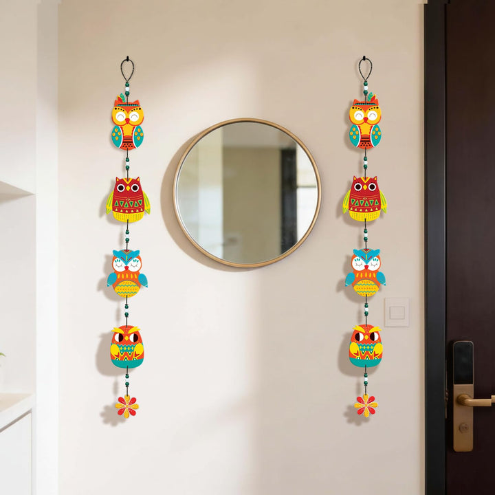 Handcrafted Wooden Owl Wall Hanging for Home &amp; Entrance | Multicolor Decorative Hanging for Living Room, Balcony, Door &amp; Festive Décor (Gyan Raksha)