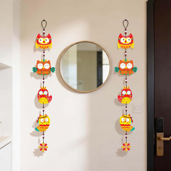 Handcrafted Wooden Owl Wall Hanging for Home &amp; Entrance | Multicolor Decorative Hanging for Living Room, Balcony, Door &amp; Festive Décor (Laxmi Drishti)