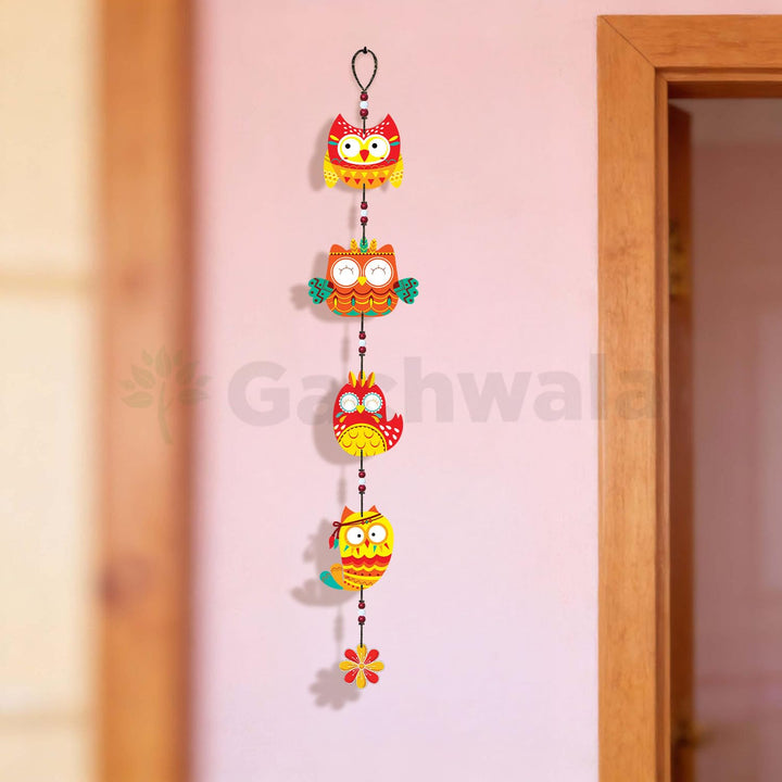 Handcrafted Wooden Owl Wall Hanging for Home &amp; Entrance | Multicolor Decorative Hanging for Living Room, Balcony, Door &amp; Festive Décor (Laxmi Drishti)