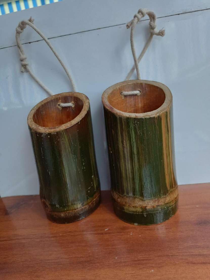 গাছওয়ালা ন্যাচারাল বাম্বু প্ল্যান্টার/উডেন কন্টেইনার - গার্ডেন ডেকোরেশন প্ল্যান্টার/পট ফর ব্যালকনি ((লার্জ বাম্বু প্ল্যান্টার (সেট অফ ২) ভার্টিক্যাল (২০ টু ৩০ সেমি) -বি১)