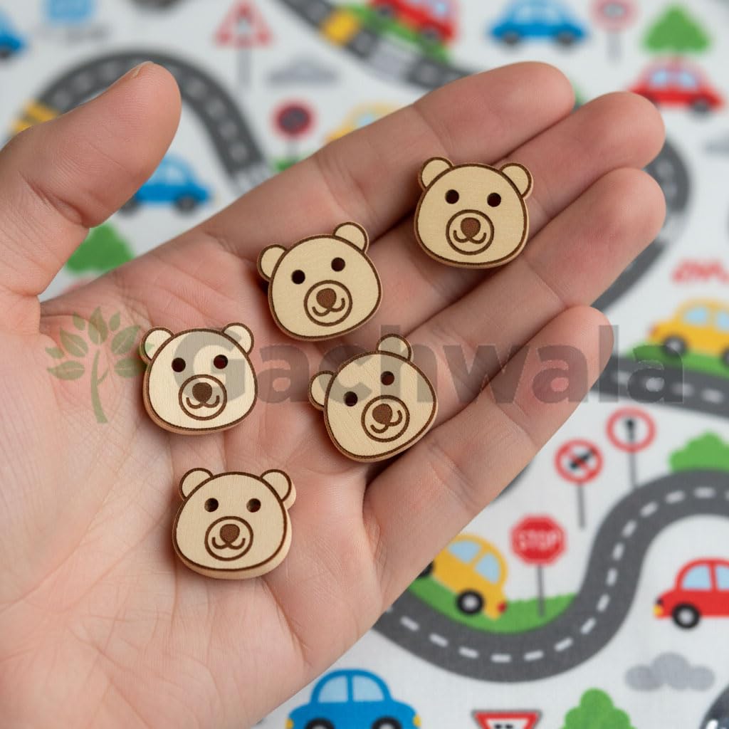 50 Pieces Wooden Cow Shape Buttons for Clothes | Natural Cow Design Sewing Buttons | Ideal for Kurtas, Kids Wear, Craft, Embroidery &amp; DIY Projects (Design_7)