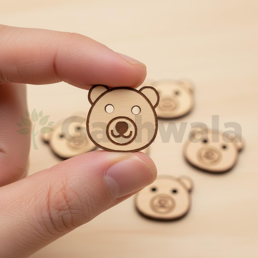 50 Pieces Wooden Cow Shape Buttons for Clothes | Natural Cow Design Sewing Buttons | Ideal for Kurtas, Kids Wear, Craft, Embroidery &amp; DIY Projects (Design_7)