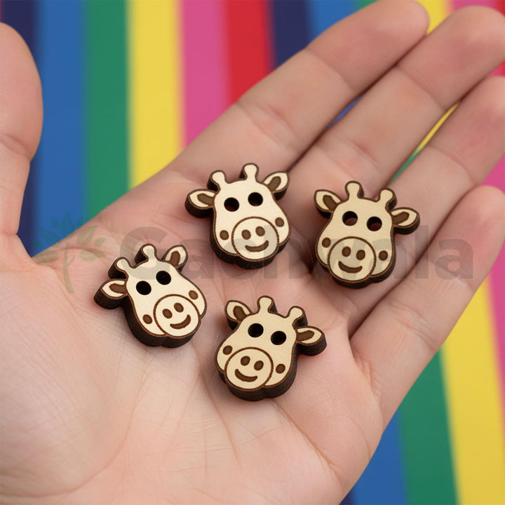 50 Pieces Natural Wooden Buttons for Clothes | Eco-Friendly Sewing Buttons for Shirts, Kurtas, Kurtis, Crafts &amp; DIY Projects (CowFace-2-Hole-Btn-50)