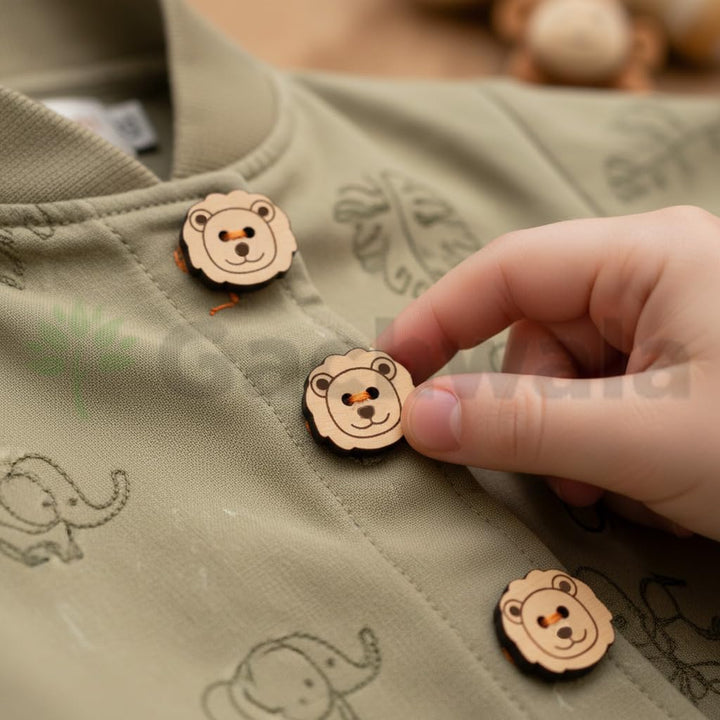 50 Pieces Natural Wooden Buttons for Clothes | Eco-Friendly Sewing Buttons for Shirts, Kurtas, Kurtis, Crafts &amp; DIY Projects (LionFace-2-Hole-Btn-50)