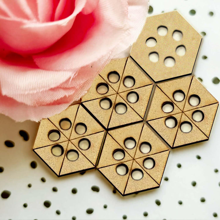 50 Pieces Wooden Buttons for Clothes | Natural Round Wooden Shirt Buttons for Men &amp; Women | Ideal for Kurtas, Kurtis, Sewing, Crafts &amp; Embroidery (Design 4 Hexagon)