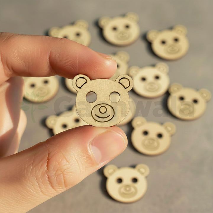 50 Pieces Wooden Buttons for Clothes | Natural Round Wooden Shirt Buttons for Men &amp; Women | Ideal for Kurtas, Kurtis, Sewing, Crafts &amp; Embroidery (Teddy Bear)