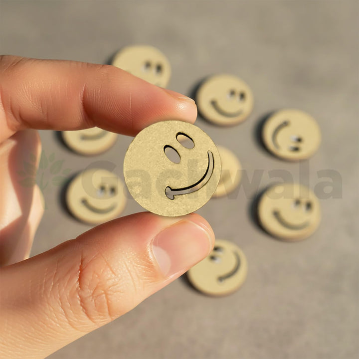 50 Pieces Wooden Buttons for Clothes | Natural Round Wooden Shirt Buttons for Men &amp; Women | Ideal for Kurtas, Kurtis, Sewing, Crafts &amp; Embroidery (Smiley 2)