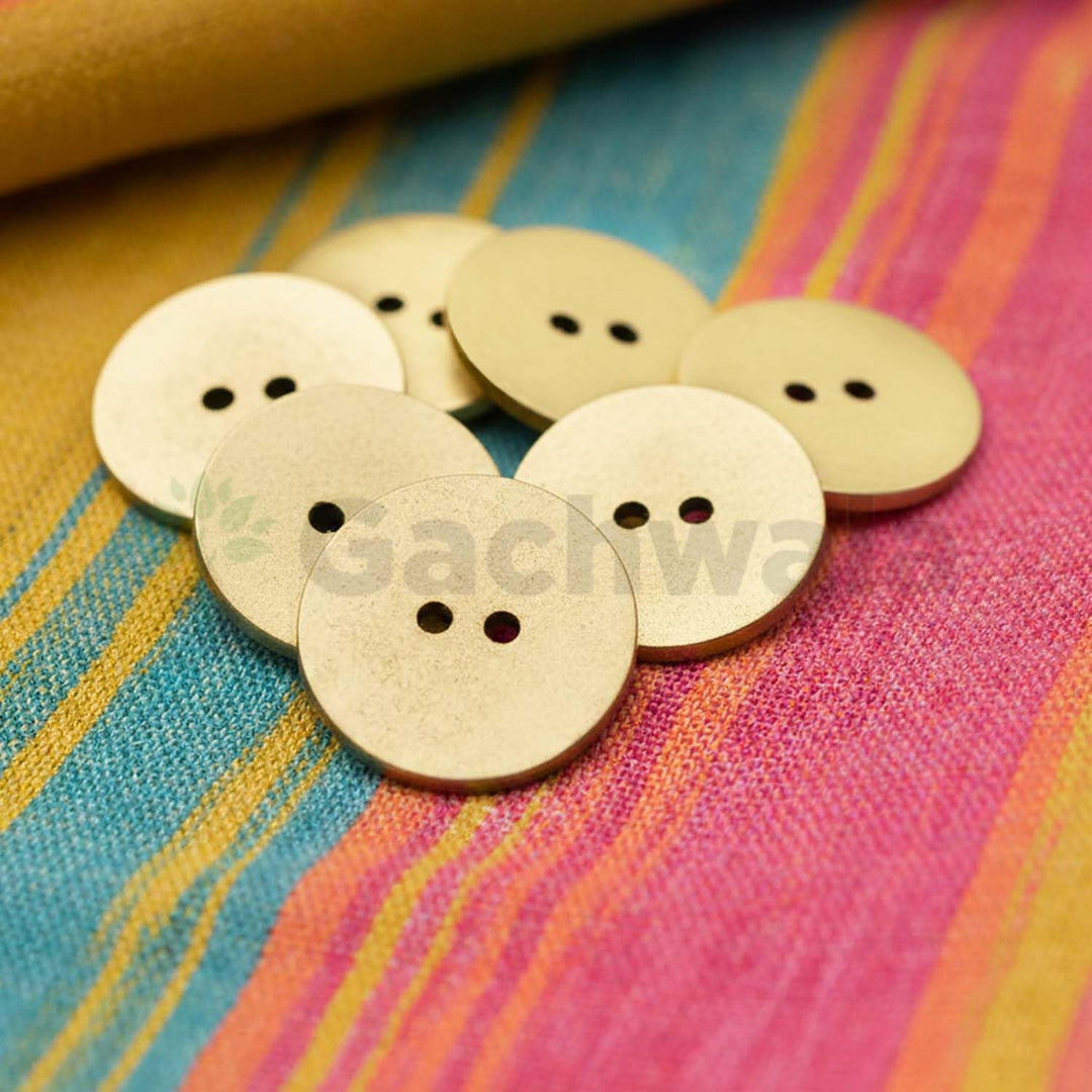 Gachwala 32 Pieces Round Wooden Buttons for Sewing | Natural Design Wooden Buttons | Stitchable Buttons for Kurtas, Craft, Embroidery &amp; DIY Projects (SimpleCircle-2-Hole-Btn-32)