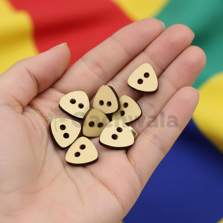 50 Pieces Natural Wooden Buttons for Clothes | Eco-Friendly Sewing Buttons for Shirts, Kurtas, Kurtis, Crafts &amp; DIY Projects (SmartTriangle-2-Hole-Btn-50)