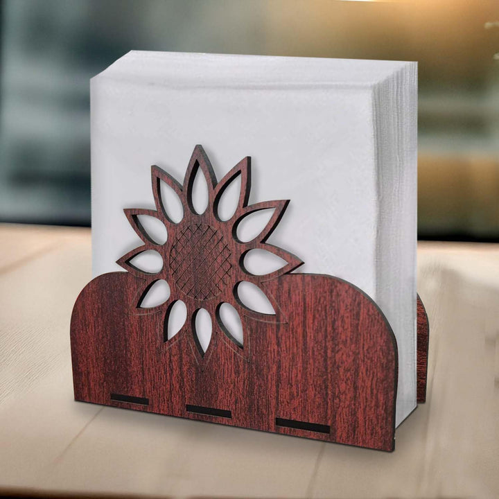 Wooden Napkin Holder for Table – Compact Tissue Paper Holder for Dining Table, Kitchen &amp; Office | Natural Wood Tissue Organizer Stand (6.5 x 4.7 x 2 Inch Approx)