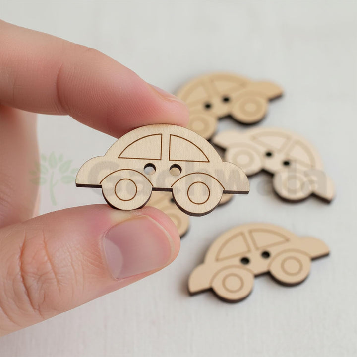 50 Pieces Natural Wooden Buttons for Clothes | Eco-Friendly Sewing Buttons for Shirts, Kurtas, Kurtis, Crafts &amp; DIY Projects (Car-2-Hole-Btn-50)