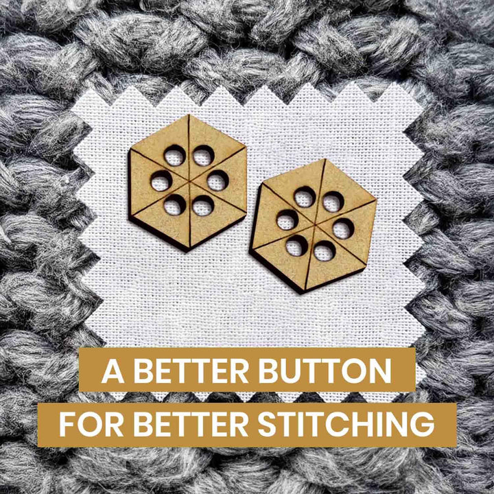 50 Pieces Wooden Buttons for Clothes | Natural Round Wooden Shirt Buttons for Men &amp; Women | Ideal for Kurtas, Kurtis, Sewing, Crafts &amp; Embroidery (Design 4 Hexagon)