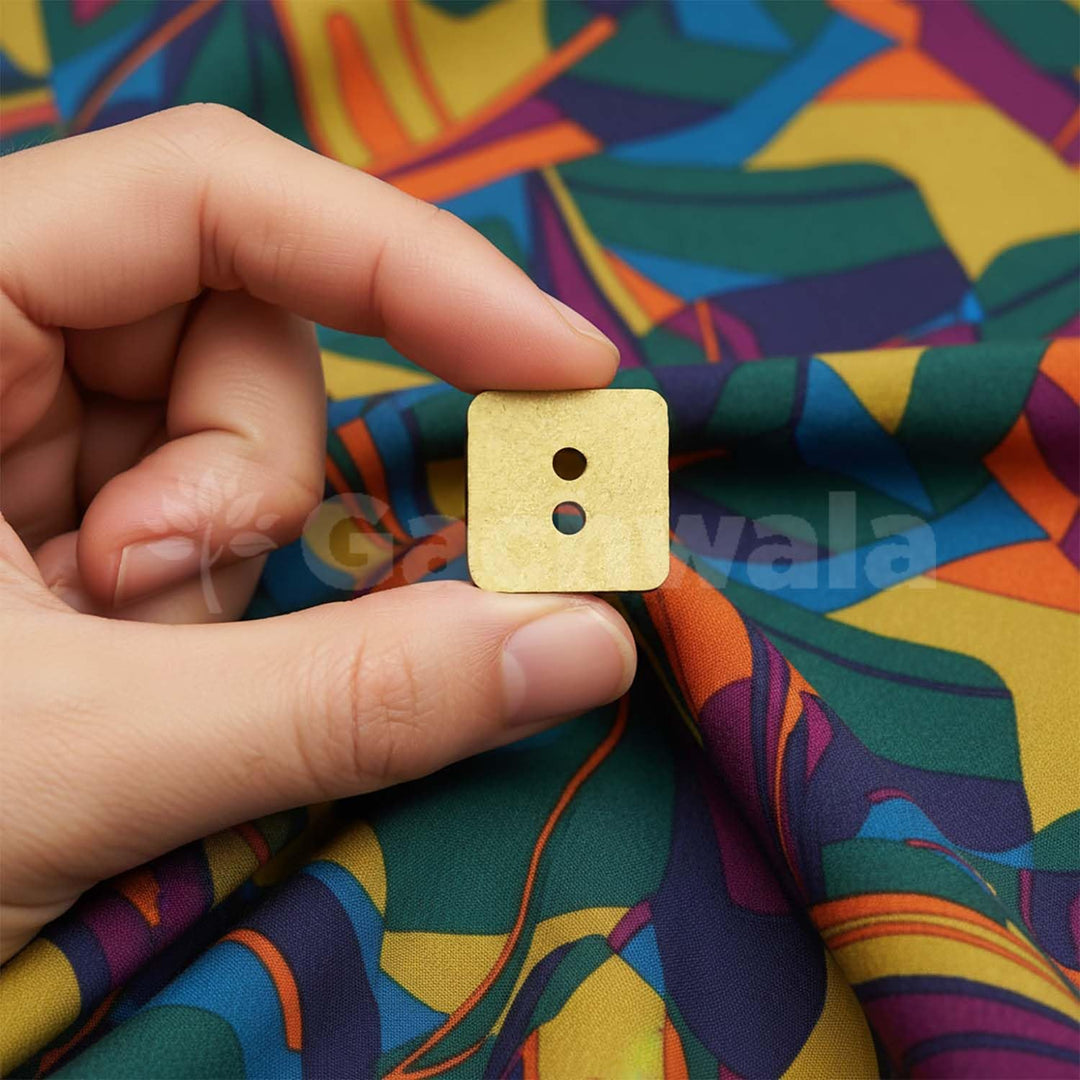 50 Pieces Natural Wooden Buttons for Clothes | Eco-Friendly Sewing Buttons for Shirts, Kurtas, Kurtis, Crafts &amp; DIY Projects (SmartSquare-2-Hole-Btn-50)