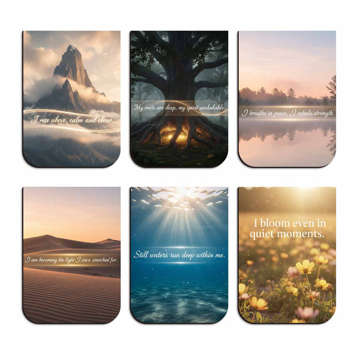 Set of 6 Aesthetic Nature &amp; Inspirational Quote Bookmarks — Premium Rounded-Corner Book Marks for Books, Novels &amp; Journals | Aesthetic Bookmarks &amp; Reading Accessories for Book Lovers