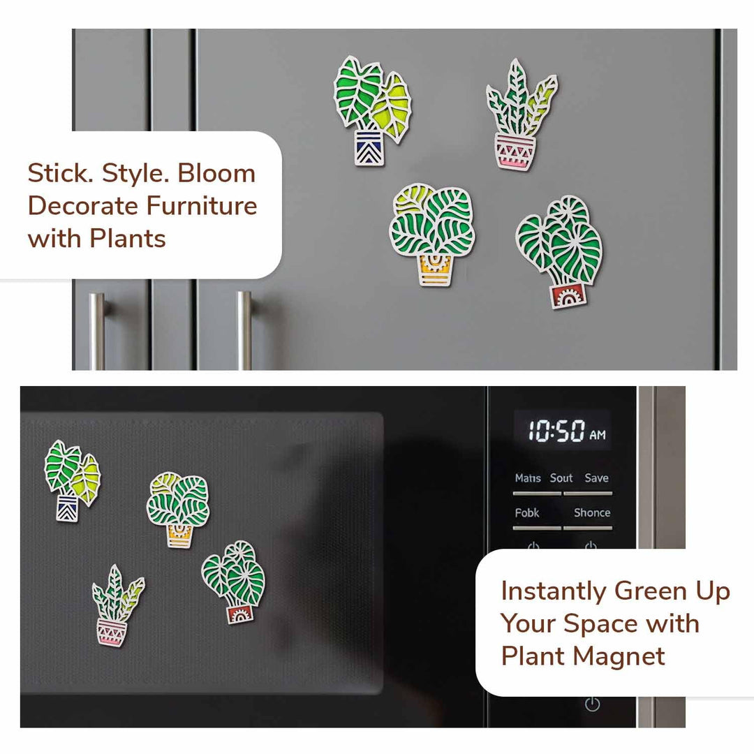 3D Wooden Tropical Leaf Fridge Magnet Pack of 4 | Stylish Decorative Plant Magnets for Refrigerator, Kitchen &amp; Home Decor | Exotic Botanical Gift for Nature Lovers